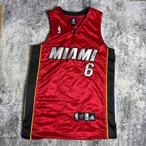Adidas NBA Miami Heat LeBron James 6 Jersey Mens 48 Red Basketball Swingman